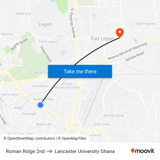 Roman Ridge 2nd to Lancaster University Ghana map
