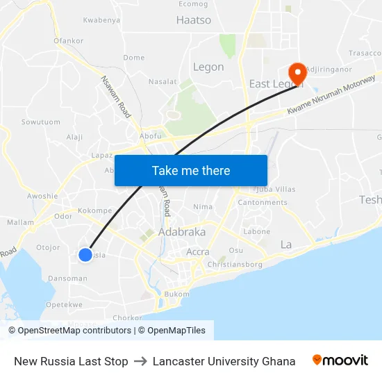 New Russia Last Stop to Lancaster University Ghana map