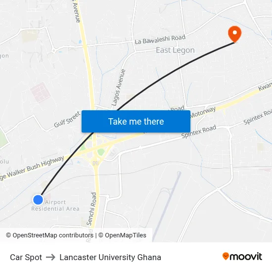 Car Spot to Lancaster University Ghana map