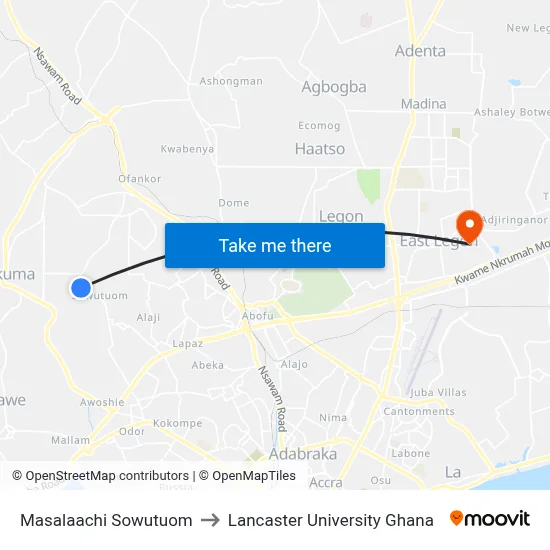 Masalaachi Sowutuom to Lancaster University Ghana map