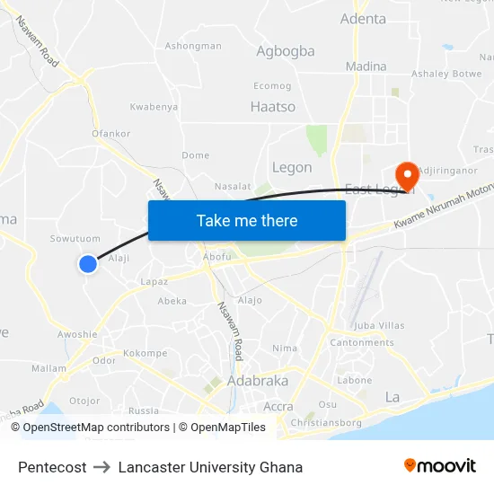 Pentecost to Lancaster University Ghana map