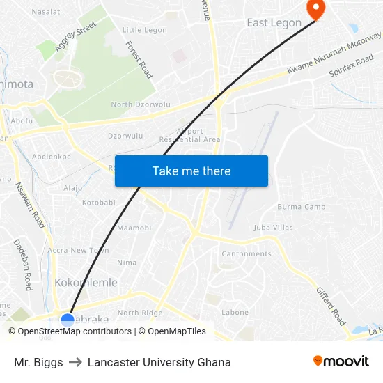 Mr. Biggs to Lancaster University Ghana map