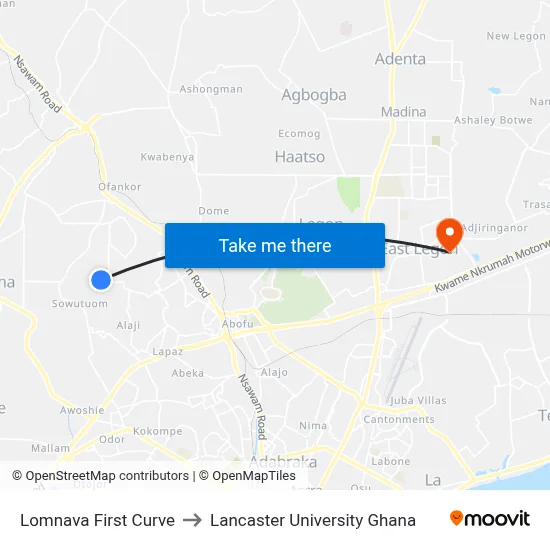 Lomnava First Curve to Lancaster University Ghana map