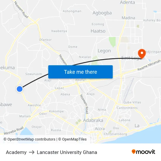 Academy to Lancaster University Ghana map