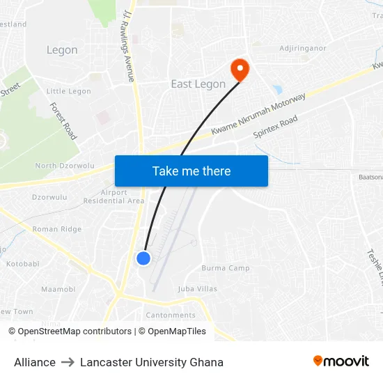 Alliance to Lancaster University Ghana map
