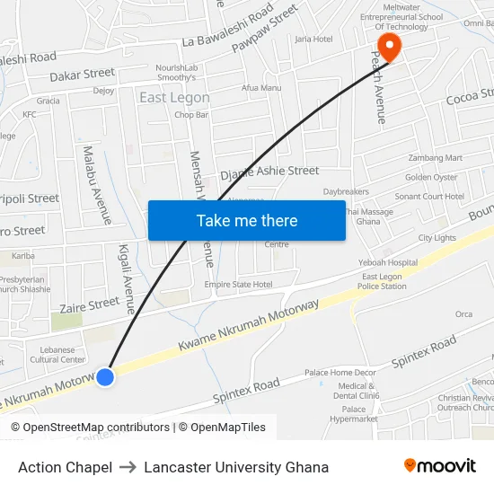 Action Chapel to Lancaster University Ghana map
