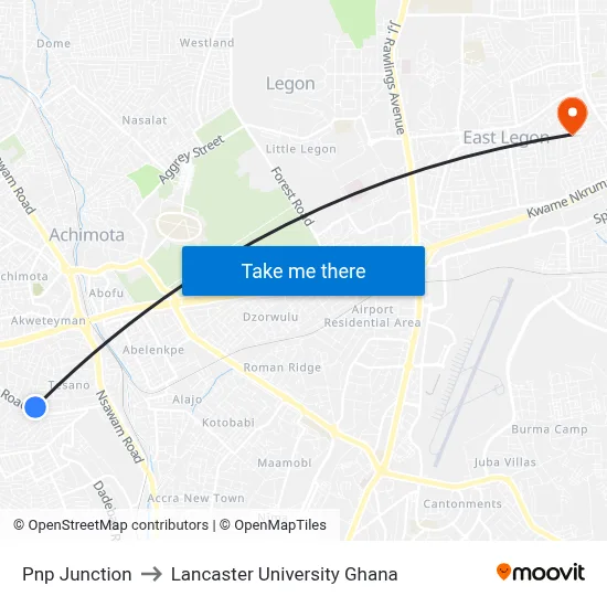Pnp Junction to Lancaster University Ghana map