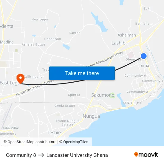 Community 8 to Lancaster University Ghana map