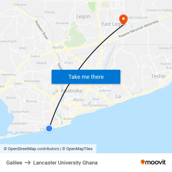 Galilee to Lancaster University Ghana map