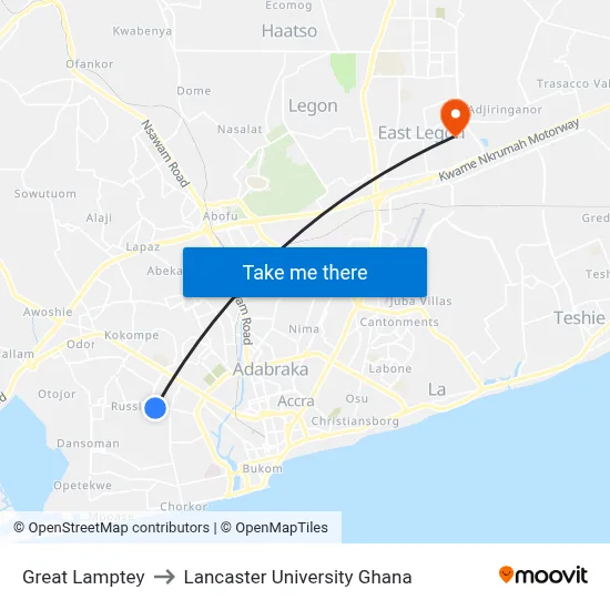 Great Lamptey to Lancaster University Ghana map