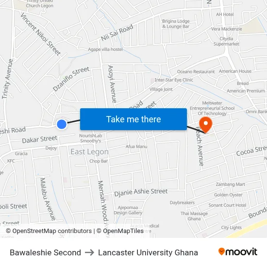 Bawaleshie Second to Lancaster University Ghana map