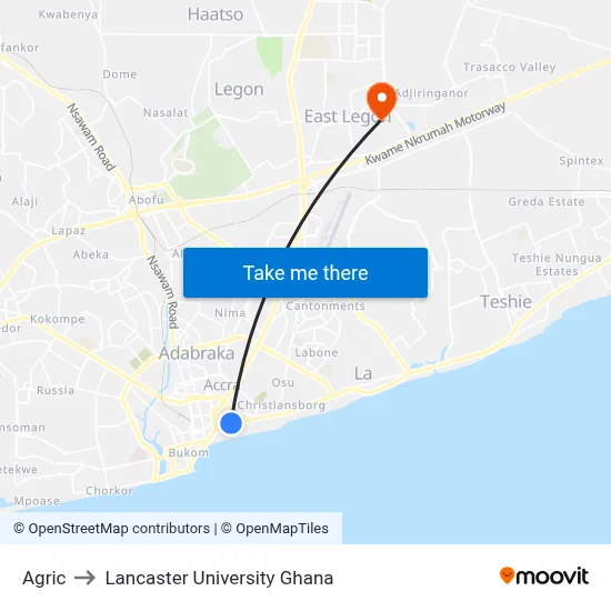 Agric to Lancaster University Ghana map