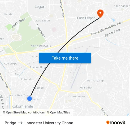 Bridge to Lancaster University Ghana map