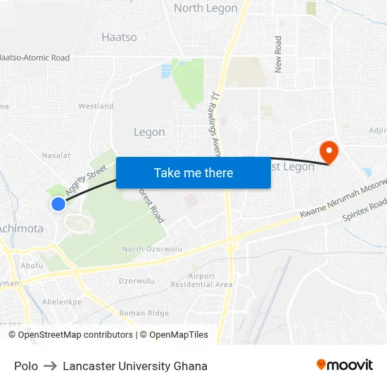 Polo to Lancaster University Ghana map