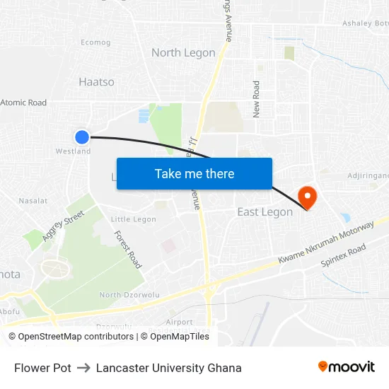 Flower Pot to Lancaster University Ghana map