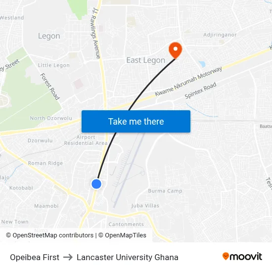Opeibea First to Lancaster University Ghana map