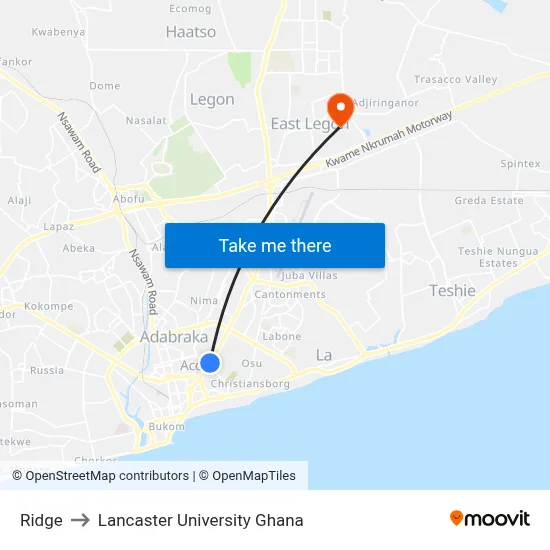 Ridge to Lancaster University Ghana map