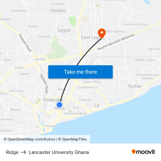 Ridge to Lancaster University Ghana map