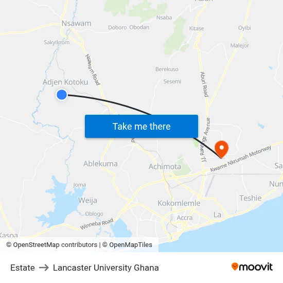 Estate to Lancaster University Ghana map