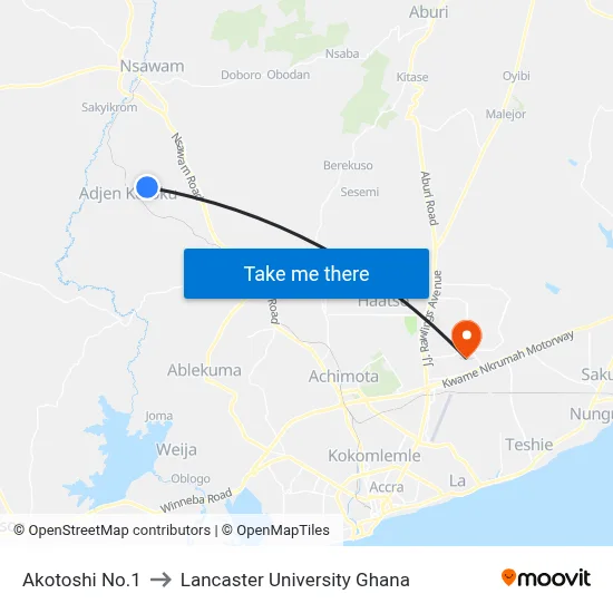 Akotoshi No.1 to Lancaster University Ghana map