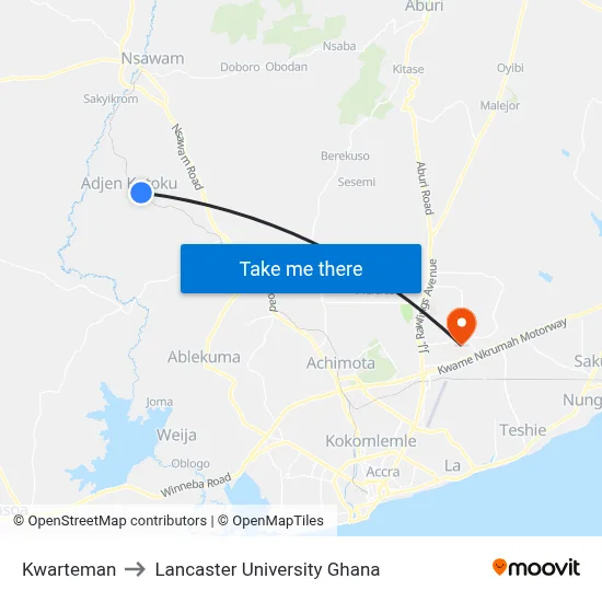 Kwarteman to Lancaster University Ghana map