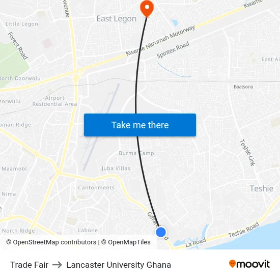 Trade Fair to Lancaster University Ghana map