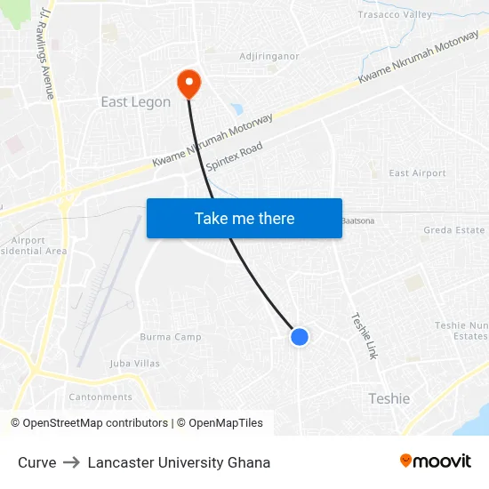 Curve to Lancaster University Ghana map