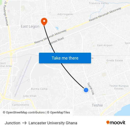 Junction to Lancaster University Ghana map