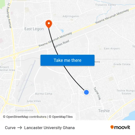 Curve to Lancaster University Ghana map