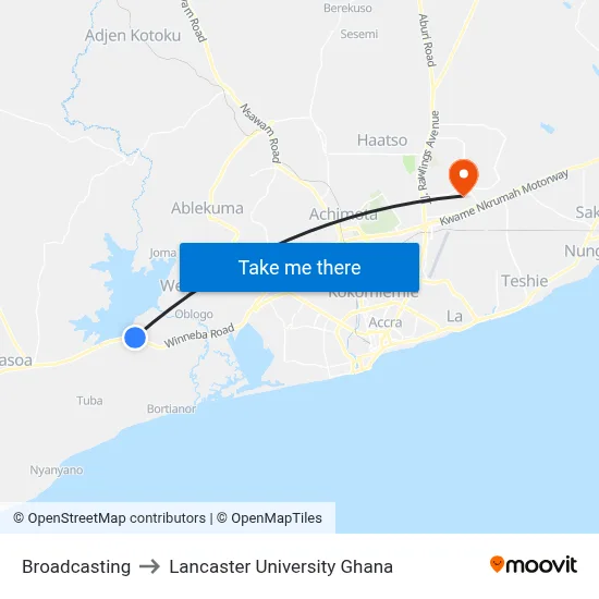 Broadcasting to Lancaster University Ghana map