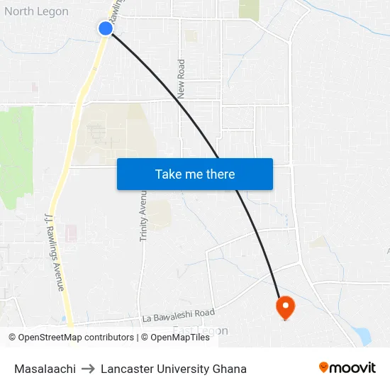 Masalaachi to Lancaster University Ghana map