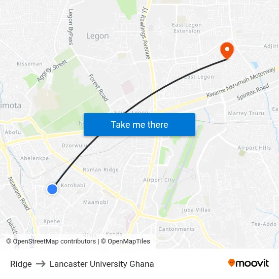 Ridge to Lancaster University Ghana map