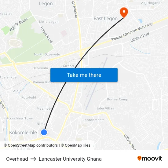 Overhead to Lancaster University Ghana map