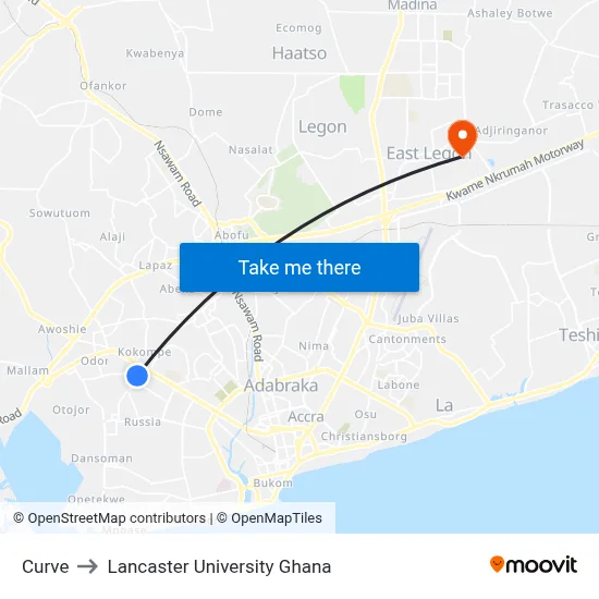 Curve to Lancaster University Ghana map