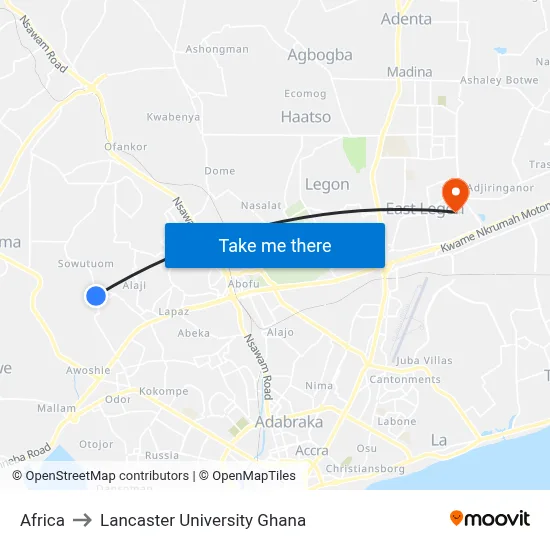 Africa to Lancaster University Ghana map