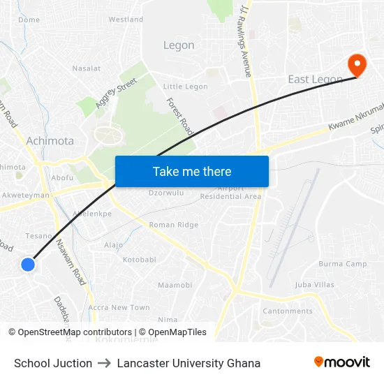 School Juction to Lancaster University Ghana map