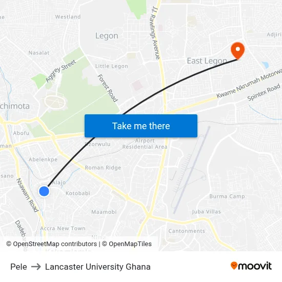 Pele to Lancaster University Ghana map