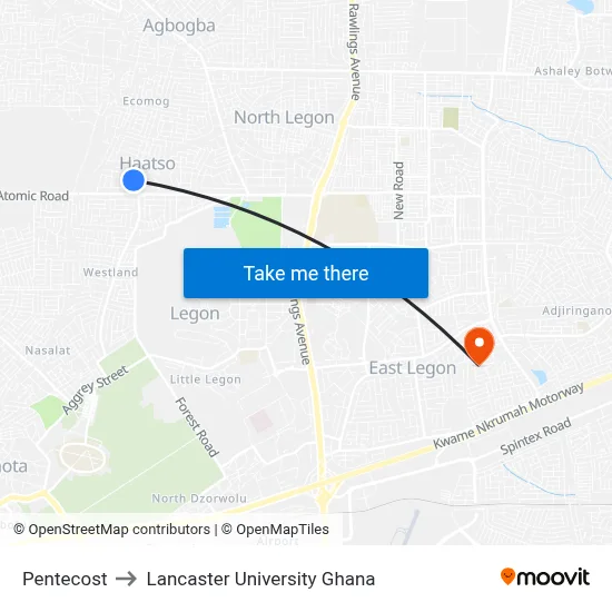 Pentecost to Lancaster University Ghana map