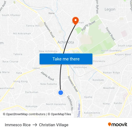 Immesco Rice to Christian Village map