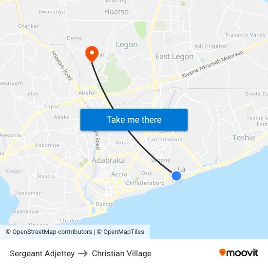 Sergeant Adjettey to Christian Village map