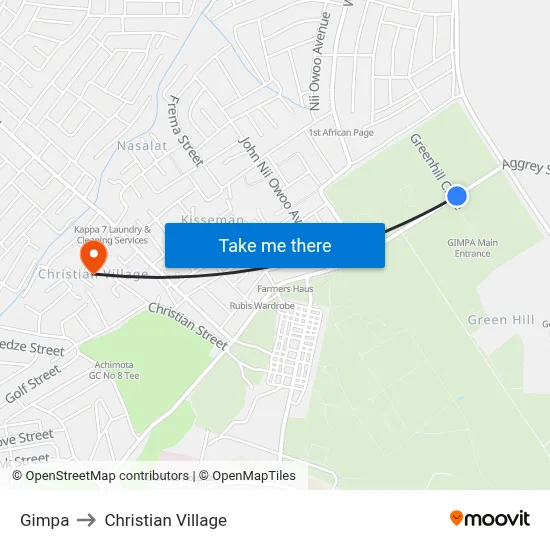 Gimpa to Christian Village map