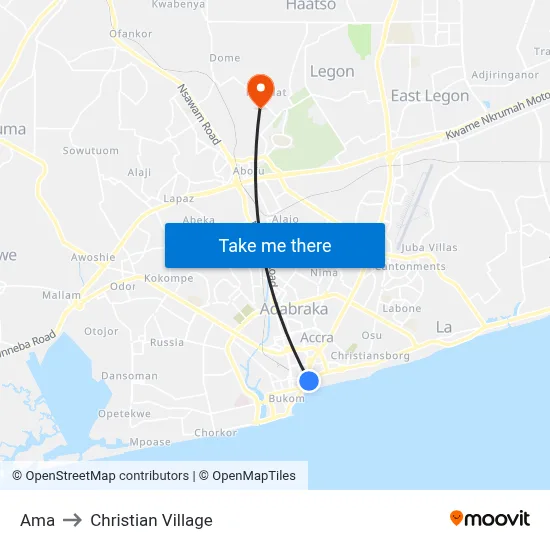 Ama to Christian Village map