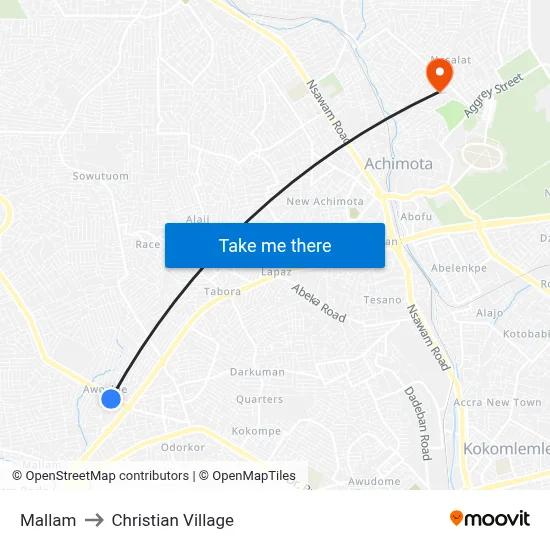 Mallam to Christian Village map