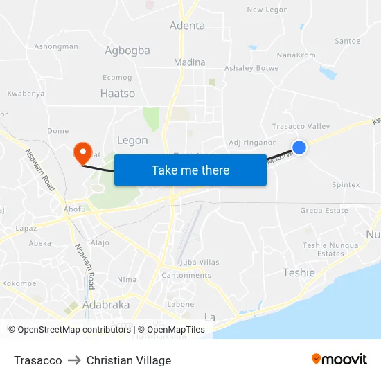 Trasacco to Christian Village map