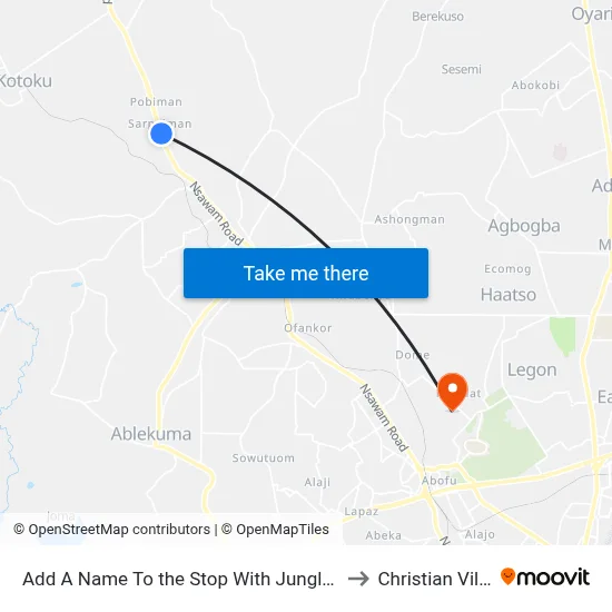 Add A Name To the Stop With Junglebus App to Christian Village map