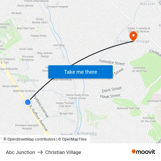 Abc Junction to Christian Village map