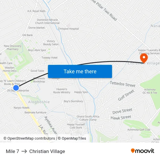 Mile 7 to Christian Village map