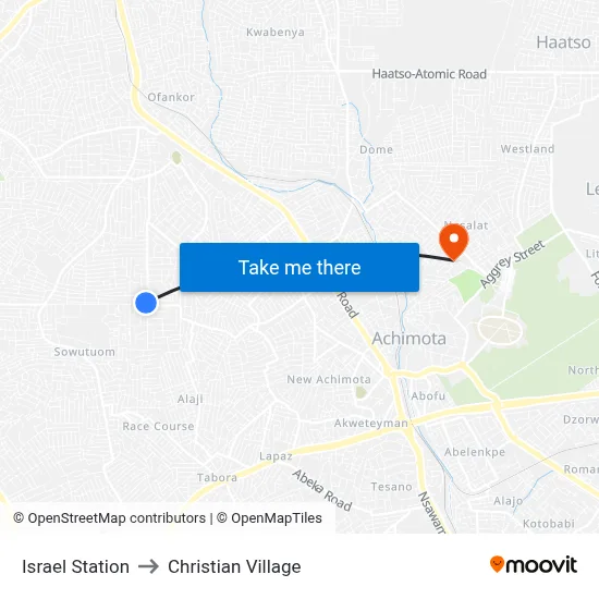 Israel Station to Christian Village map
