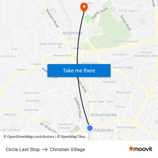 Circle Last Stop to Christian Village map