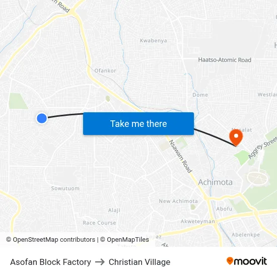 Asofan Block Factory to Christian Village map